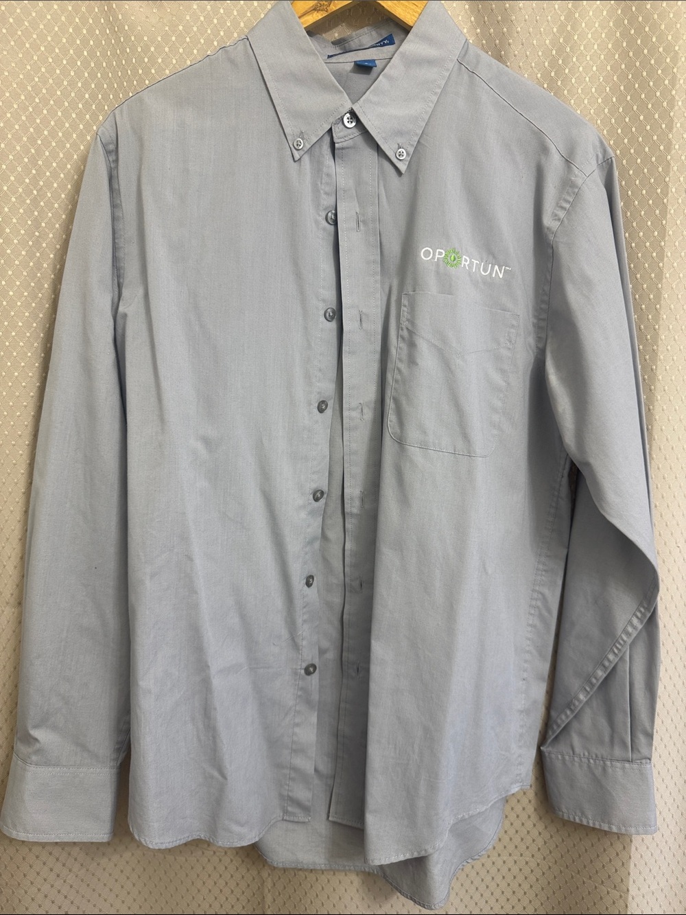 Port Authority Light Gray Button-Down Work Shirt with Logo
